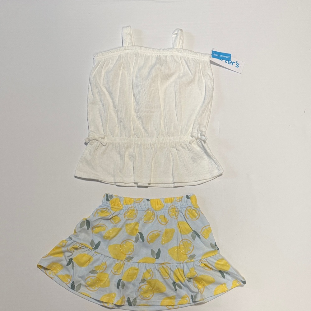 Carter's White Top and Yellow Lemon Skirt Set